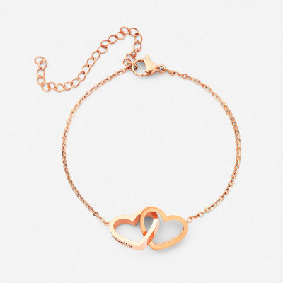 Personalized Double Hearts Bracelet