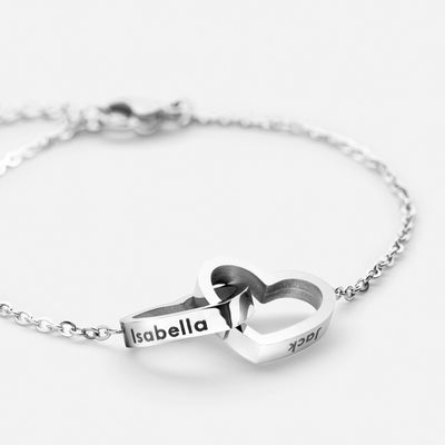 Personalized Double Hearts Bracelet