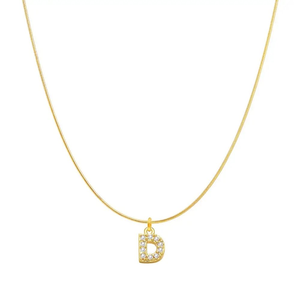 Letter Pearl Necklace Gold